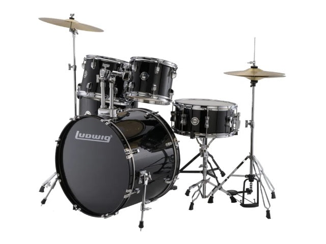 Ludwig 5PC Accent Fuse Drum Kit Black Sparkle LC19011 Drumland Canada Official