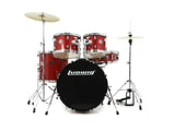 Kit de batterie Ludwig 5 pièces Accent Fuse avec matériel, cymbales et trône Red Sparkle 10 12 14 14SN 20BD