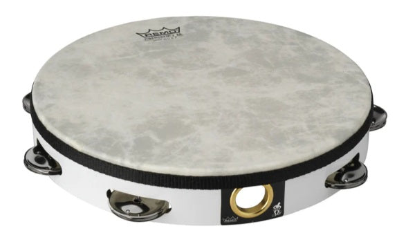 Tambourin Remo 10" simple cymbalette avec Fiberskyn blanc